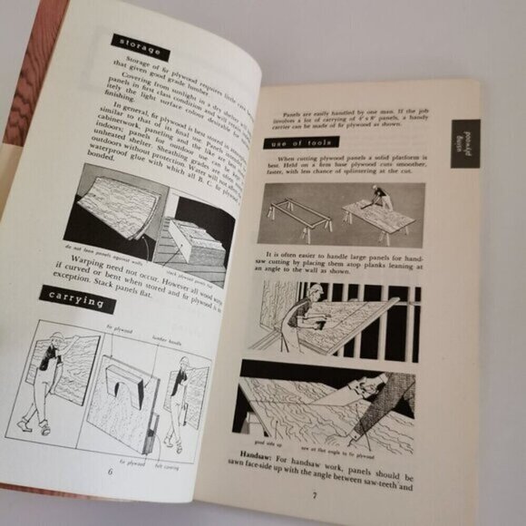 1950s Carpenter Fir Plywood Handbook COVER DAMAGE MidCentury Illustrated Vintage - Picture 9 of 10